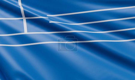 Téléchargez les photos : Tissu de satin de drapeau de la Grèce agitant - 3D Illustration Render - en image libre de droit