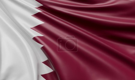 Photo for Waving Qatar Flag Satin Fabric - 3D Illustration Render - Royalty Free Image