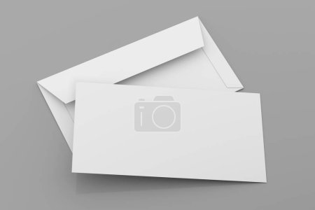 Foto de Mockup de sobres blancos en blanco con una tarjeta de invitación - representación de ilustración 3d - Imagen libre de derechos