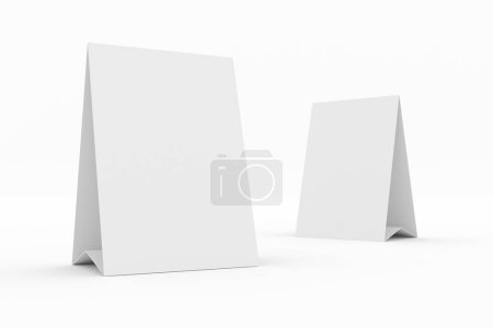 Téléchargez les photos : Carte de tente Mockup Two sur fond blanc - Illustration 3D - en image libre de droit