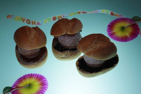 Photo for Foam kiss buns with extra jam for children birthday party - Royalty Free Image
