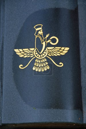 The symbol Faravahar represents the soul that continues to exist before birth and after death