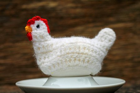 close up of a knitting hen 