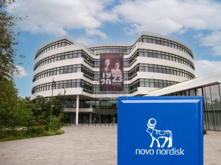 Photo for Corporate headquarters of Novo Nordisk. A pharmaceutical company headquartered in Denmark. Copenhagen, Denmark - august 12, 2023. - Royalty Free Image