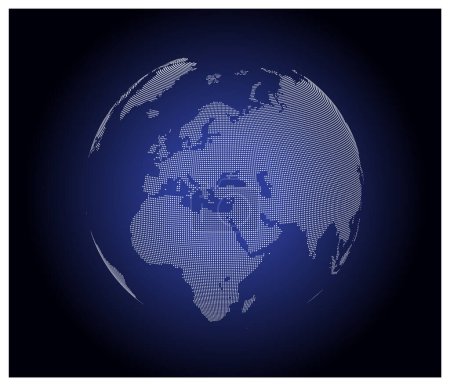 Photo for Globe shape, Earth planet. Digital world map from dots or pixels. Vector illustration on dark background - Royalty Free Image