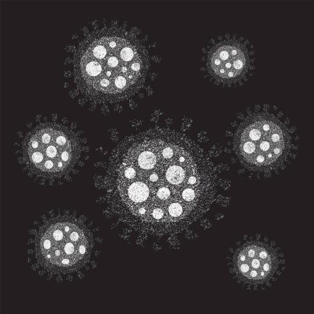 Photo for Coronavirus vacteria, Covid-2019, Coronavirus concept. Coronavirus cell. Isolated, vector icon illustration on black background - Royalty Free Image
