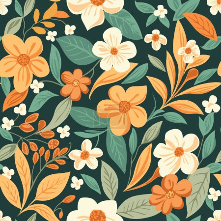 Illustration for Floral seamless vectors in pastels. Ideal for paper, fabric, decor, and versatile applications - Royalty Free Image