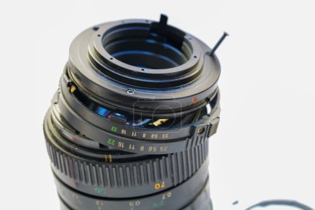Photo for Disassemble the lens for photography into its component parts - Royalty Free Image