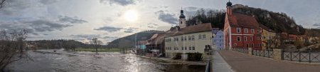 Kallmuenz with flooding on the Naab river in Bavaria, Germany