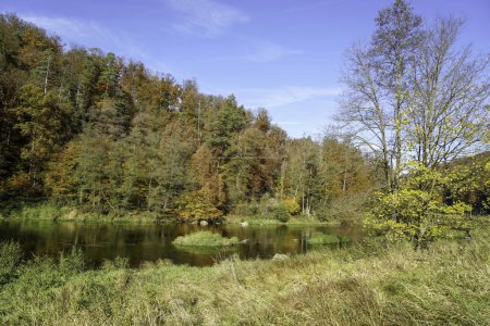 Foto de Paisaje fluvial en Baviera en el río Regen cerca de Regenstauf en otoño - Imagen libre de derechos