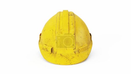 Photo for Yellow construction helmet, front view isolated on white background. 3D Rendering, Illustration. - Royalty Free Image