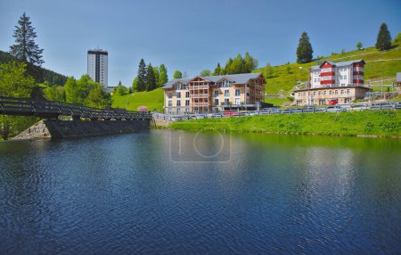 Photo for Pec Pod Snezkou,KRKONOSE, CZECH REPUBLIC, 05.29.2023:Modern buildings in the centre of Pec pod Snezkou in Giant Mountains, in sunny summer day. - Royalty Free Image
