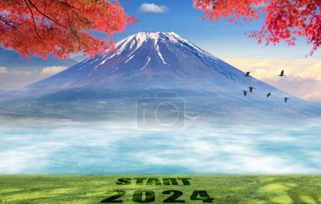 Foto de La representación 3d de buena vista con hermoso monte fuji - Imagen libre de derechos