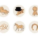 Horse riding icons for equestrian online shop, equine highlight covers for social media, horse sport illustration, outline style