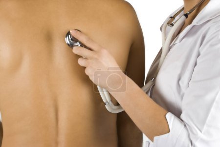 Doctor examine a male patient with stethoscope