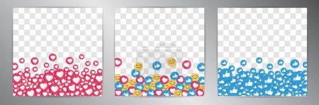Téléchargez les photos : Ensemble de bannière Emoji. Illustration vectorielle en style 3d. - en image libre de droit