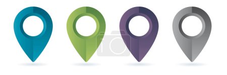 Téléchargez les photos : Définir l'emplacement de la broche de cartographie des couleurs icônes vectorielles 3d - en image libre de droit