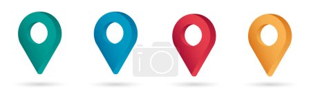 Téléchargez les photos : Définir l'emplacement de la broche de cartographie des couleurs icônes vectorielles 3d - en image libre de droit