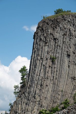 Hegyestu geological basalt cliff in Kali basin hungary