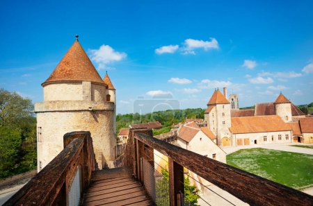 Photo for View from walls and towers of Blandy-les-Tours medieval castle is in the Seine-et-Marne department in the Ile-de-France - Royalty Free Image