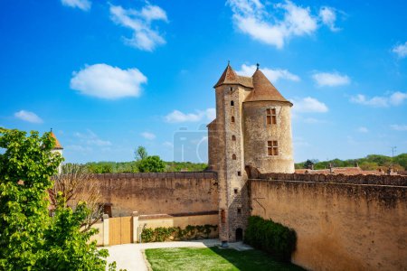 Photo for Internal court with tower and walls of Blandy-les-Tours castle at sunny spring day in the Ile-de-France - Royalty Free Image
