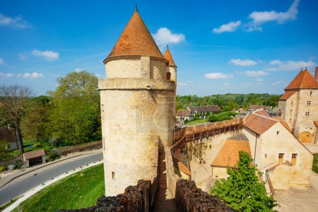 Photo for View of walls and towers of Blandy-les-Tours castle in the Seine-et-Marne department in the Ile-de-France at sunny spring day - Royalty Free Image