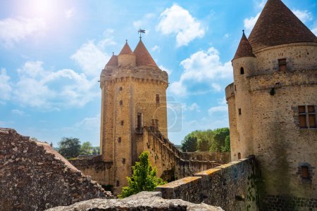 Photo for Internal court with two towers and walls of Blandy-les-Tours castle is a in the Seine-et-Marne department in the Ile-de-France - Royalty Free Image