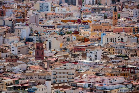 Photo for Panorama of old town with churches of Holy Martyrs Ciriaco Paula and San Pablo Malaga, Spain - Royalty Free Image