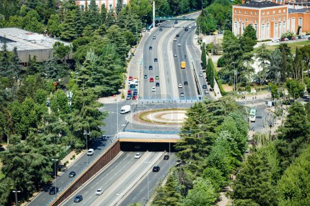 Photo for Roundabout and tunnel on Plaza Cardenal Cisneros square in Madrid, Spain - Royalty Free Image