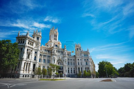 Photo for Cibeles Palace or in Spanish formally Palacio de Comunicaciones building view in Madrid, Spain - Royalty Free Image