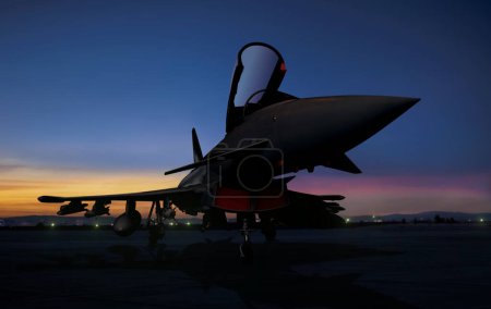 Foto de Avión de combate de la fuerza aérea al atardecer - Imagen libre de derechos