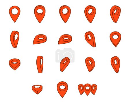 Illustration for Set of location pins isolated on white background. - Royalty Free Image