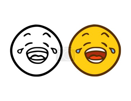 Illustration for Laughing to tears emoticon in doodle style isolated on white background - Royalty Free Image