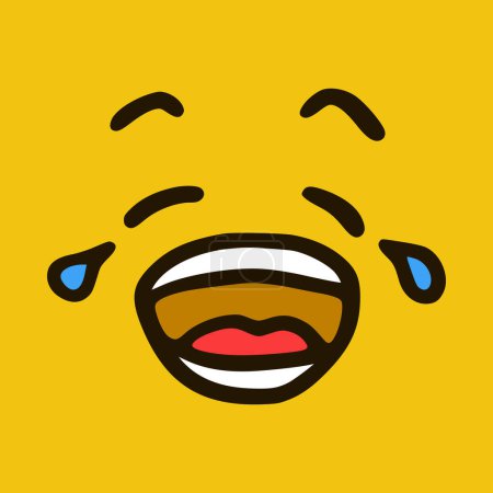 Illustration for Crying face. Cartoon face expressions. Doodle characters mouth and eyes illustration. - Royalty Free Image