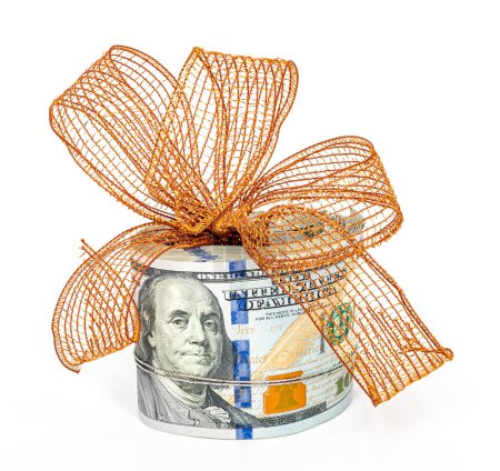 Photo for Roll of money with a gift bow attached - Royalty Free Image