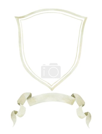 Photo for Watercolor Crest with Ribbon on the white Background. - Royalty Free Image