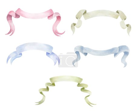 Photo for Watercolor Ribbons Set on the white Background. - Royalty Free Image