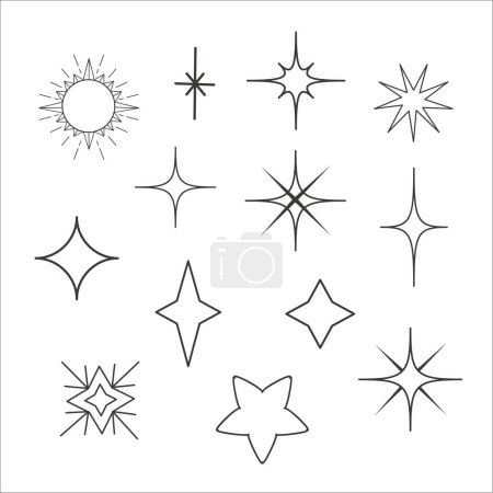 Photo for Line Art Stars Set on the white Background. Vector Illustration. - Royalty Free Image