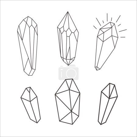 Photo for Line Art Crystal on the white Background. Vector Illustration. - Royalty Free Image