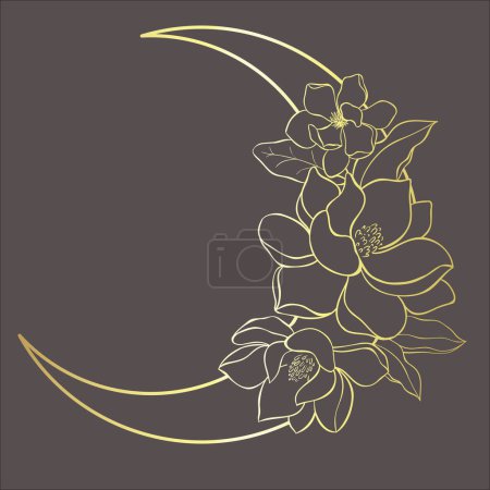 Photo for Line Art Design with Crescent on the dark Background. Vector Illustration. - Royalty Free Image