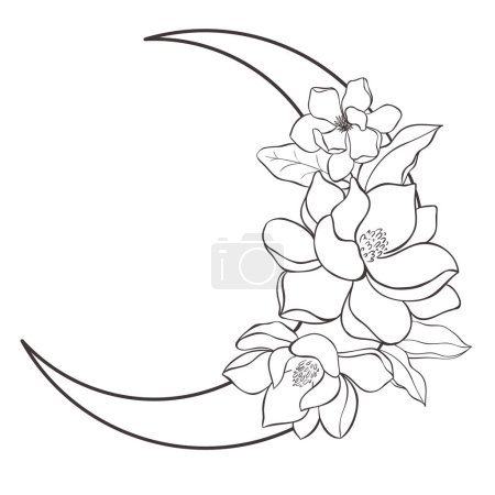 Photo for Line Art Design with Crescent on the white Background. Vector Illustration. - Royalty Free Image