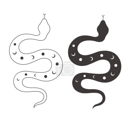 Photo for Line Art Design with Snake on the white Background. Vector Illustration. - Royalty Free Image