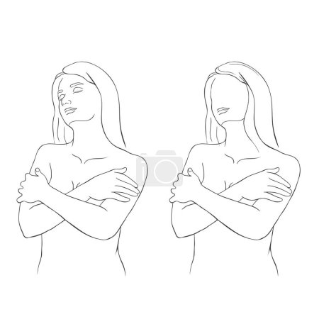 Photo for Line Art Pretty Women. Vector Illustration. - Royalty Free Image