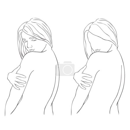 Photo for Line Art Pretty Women. Vector Illustration. - Royalty Free Image