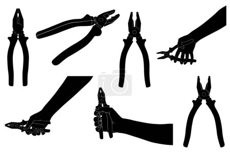 Illustration for Set of different pliers isolated on white - Royalty Free Image