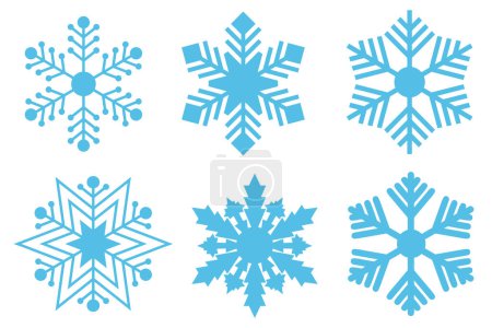 Téléchargez les photos : Ensemble de différents flocons de neige isolés sur blanc - en image libre de droit