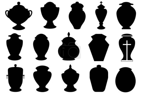 Illustration for Set of different funeral cremation urns isolated on white - Royalty Free Image