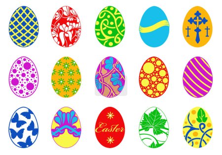 Téléchargez les photos : Collecte de différents œufs de Pâques isolés sur du blanc - en image libre de droit