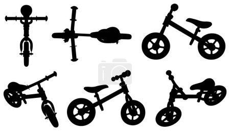 Illustration for Set of different kids balance bike isolated on white - Royalty Free Image