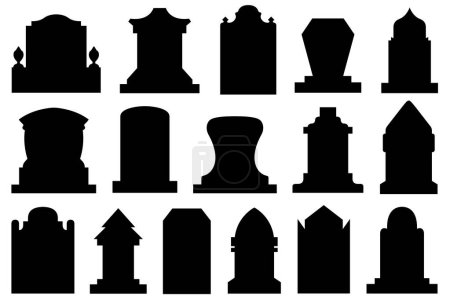 Téléchargez les photos : Collection de différentes pierres tombales isolées sur blanc - en image libre de droit